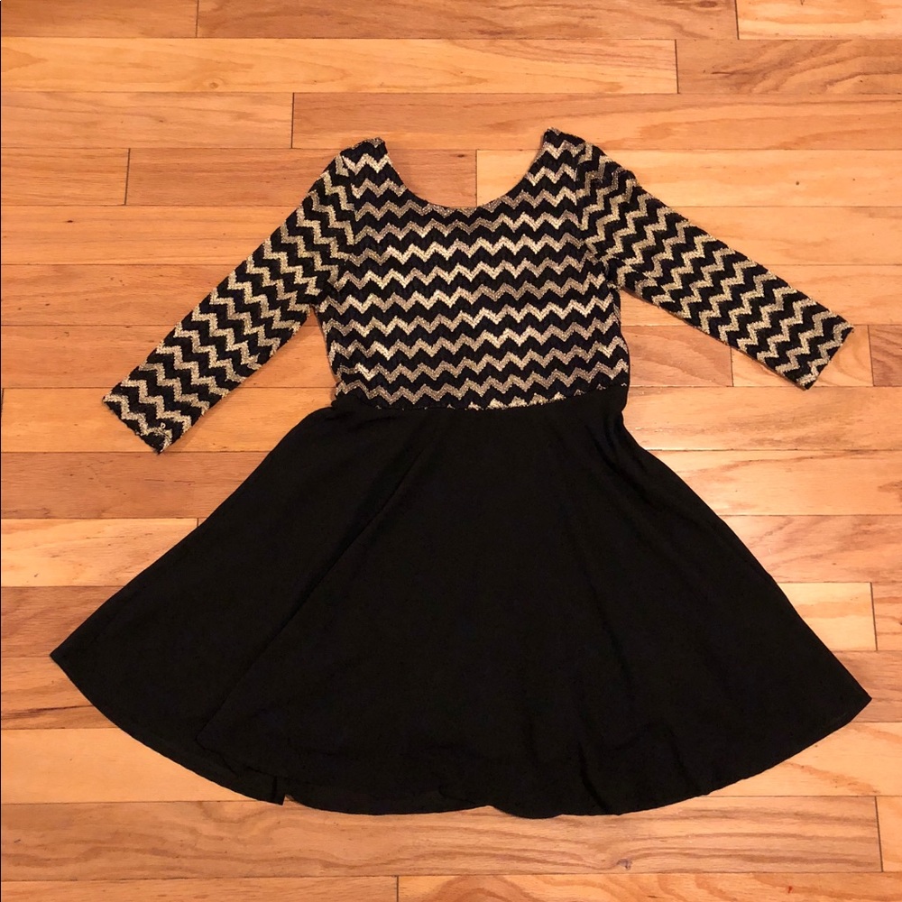 Christmas & New Years Glitzy Gold Flare Dress